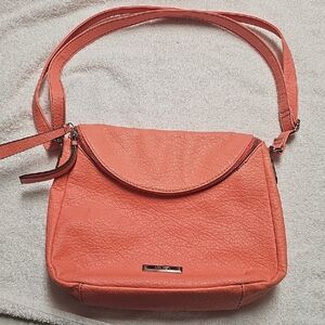 Coral Crossbody Bag with Curved Flap -